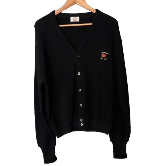 Vintage IZOD Classic Wool Cardigan Turkey Run Golf Club Embroidered - Picture 1 of 8